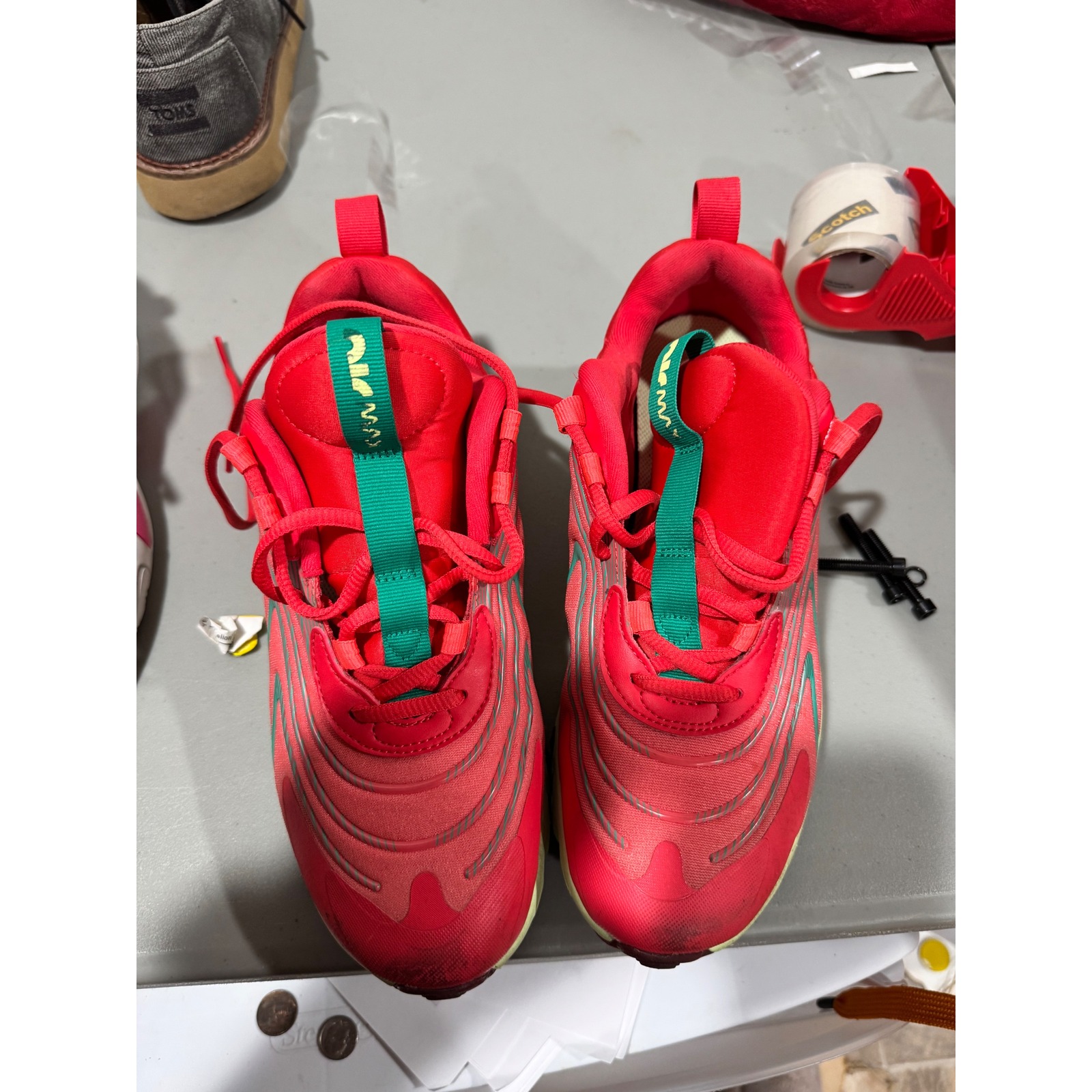 Nike Air Max 270 React Eng Kids Shoes Red Green Yellow Cd6870-601 Size 5.5y